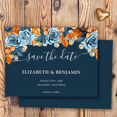 Elegant Boho Navy Blue And Rust Terracota Wedding Save The Date