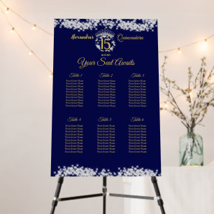 Elegant Boho Navy Silver Quinceañera Spanish Foam Board