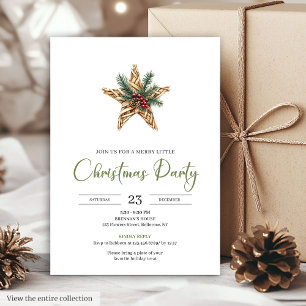 Elegant Boho Neutral Botanical Festive Christmas Invitation