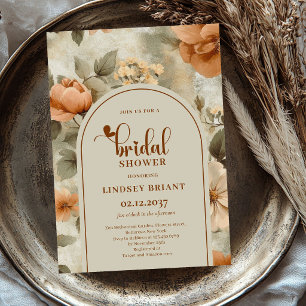 Elegant Boho Neutral Colors Ivory Sage Floral Invitation