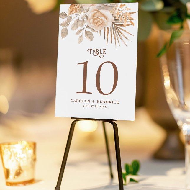 Elegant Boho Neutral Floral Wedding Table Numbers (Creator Uploaded)