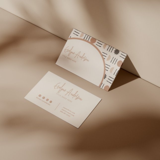 Elegant Boho Neutral Terracotta Abstract Pattern   Business Card (Creator Uploaded)
