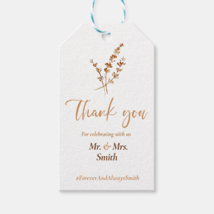 Elegant Boho Orange Flowers Wedding Favors Tags