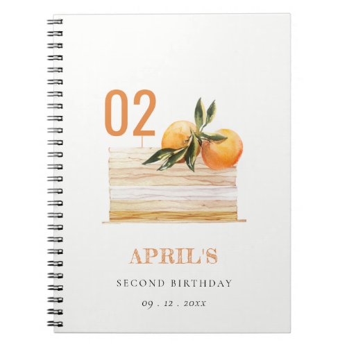 Elegant Boho Orange Fruit Cake Any Age Birthday Notebook