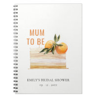 Elegant Boho Orange Green Fruit Cake Baby Shower Notebook
