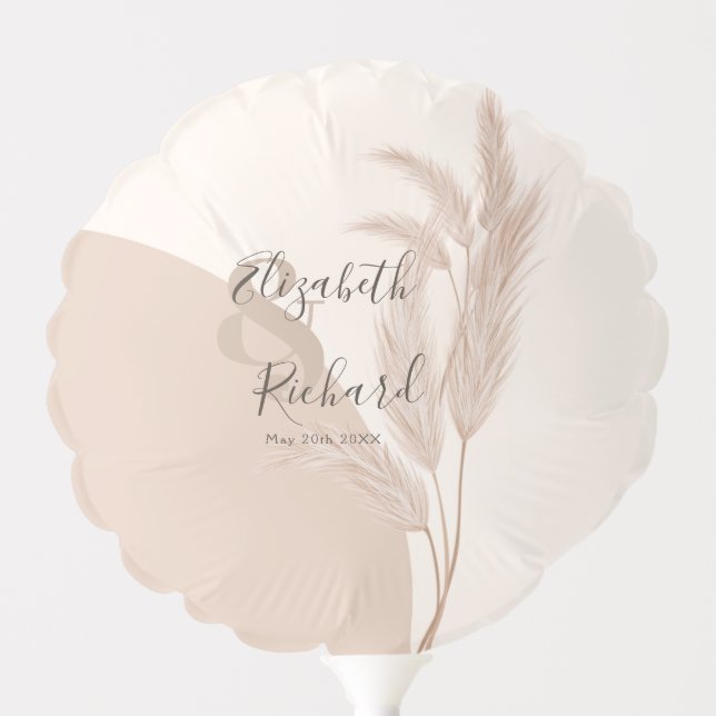 Elegant Boho Pampas Grass Modern Wedding Balloon (Front)