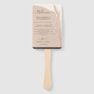 Elegant Boho Pampas Grass Modern Wedding Hand Fan