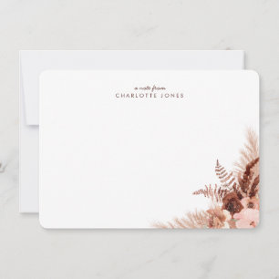 Elegant Boho Pampas Grass Personal Stationery Note Card