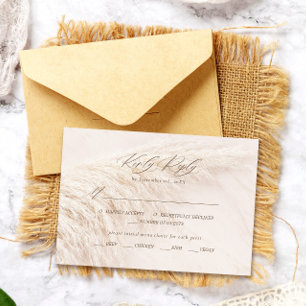 Elegant Boho Pampas Grass Wedding RSVP Card
