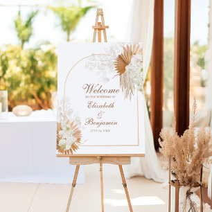 Elegant Boho Pampas Grass Wedding Welcome Foam Board