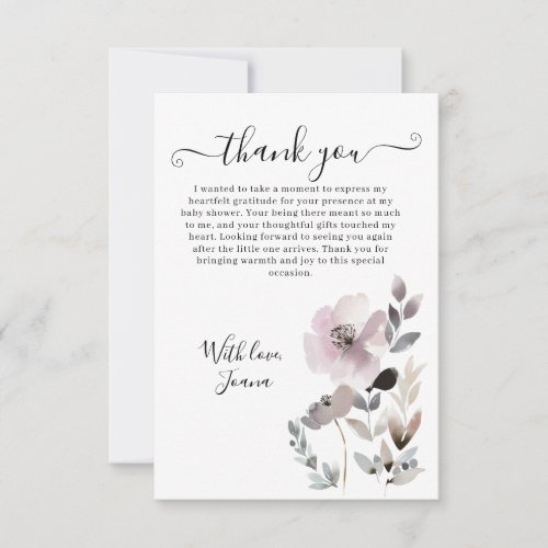Elegant Boho Pastel Blooms Floral Baby Shower  Thank You Card