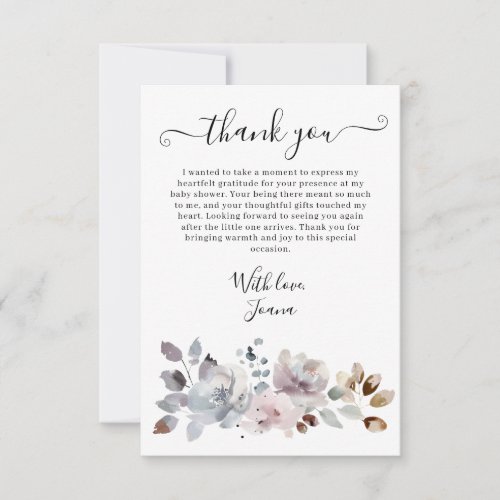 Elegant Boho Pastel Blooms Floral Baby Shower  Thank You Card