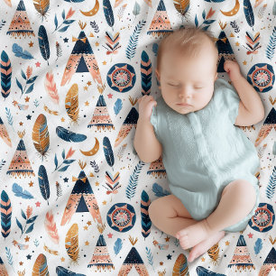 Elegant boho pastel colors feathers boy nursery baby blanket
