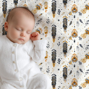 Elegant boho pastel colors feathers neutral baby blanket