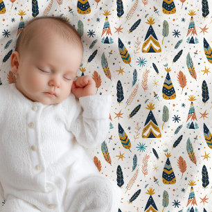 Elegant boho pastel colors feathers neutral baby blanket