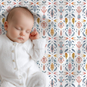 Elegant boho pastel colors feathers neutral baby blanket