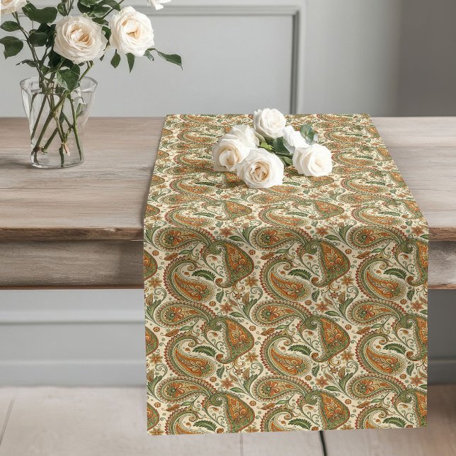 Elegant Boho Pastel Earthy Paisley Swirl Design Long Table Runner (Elegant Boho Pastel Earthy Paisley Swirl Design Long Table Runner)