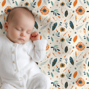 Elegant boho pastel navy terracotta orange neutral baby blanket