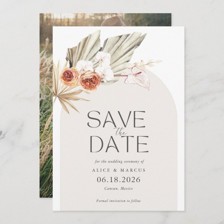 Elegant Boho Photo Wedding Save The Date | Zazzle