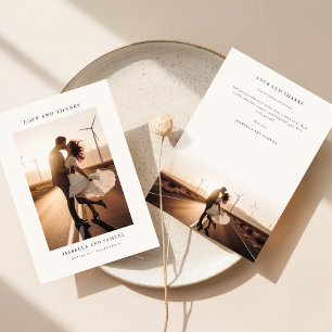 Elegant Boho Photo Wedding Thank You Card