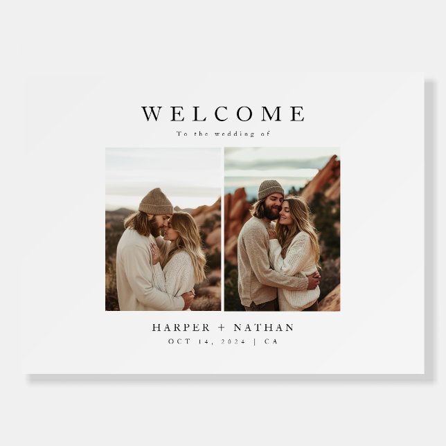 Elegant Boho Photo Wedding Welcome Foam Board (Front)