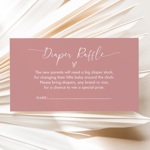 Elegant Boho Pink Diaper Raffle Ticket