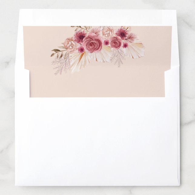Elegant Boho Pink Floral  Envelope Liner (In Envelope)