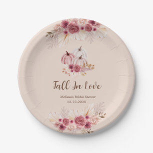 Elegant Boho Pink Pumpkin Bridal Shower Paper Plates