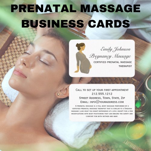 Elegant Boho Pregnancy Prenatal Massage Therapist Business Card