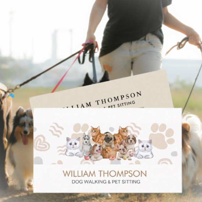 Elegant Boho Puppy Dogs Dog Walker Pet Sitter  Calling Card (Creator Uploaded)