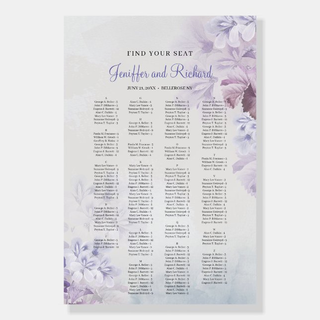 Elegant boho purple dusty blue powder Alphabetical Foam Board (Front)