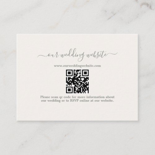 Elegant Boho QR Code Sage Green Wedding Website   Enclosure Card
