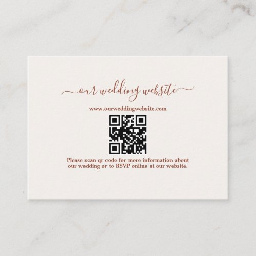 Elegant Boho QR Code Terracotta Wedding Website   Enclosure Card
