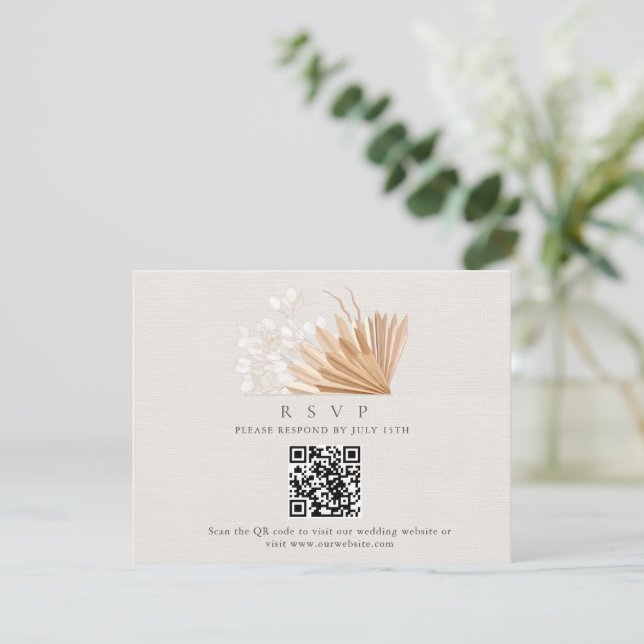Elegant Boho QR Code Wedding RSVP Enclosure Card (Standing Front)