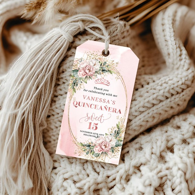 Elegant Boho Quinceañera Gift Tag with Greenery (Elegant Boho Quinceañera Gift Tag with Greenery)