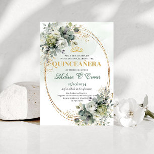 Elegant Boho Quinceañera Greenery Foliage Invitati Invitation