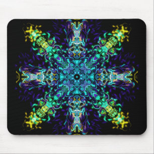 Elegant boho retro bohemian green teal pattern mouse pad