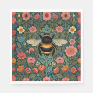 Elegant boho retro bumblebee spring florals  napkins