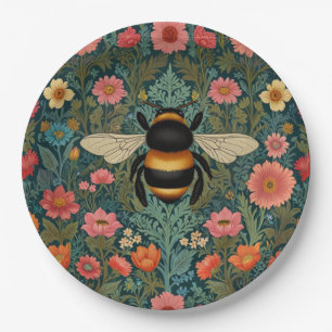 Elegant boho retro bumblebee spring florals  paper plates