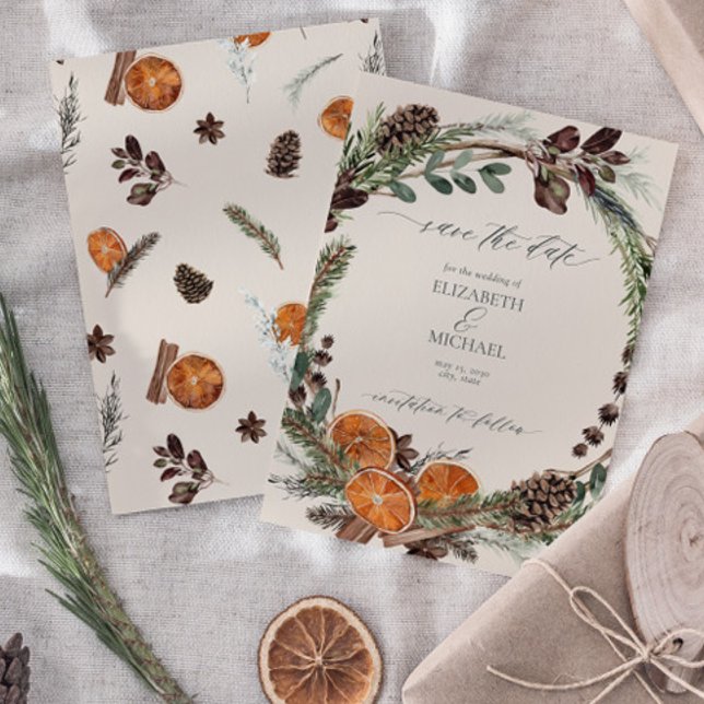Elegant Boho Rustic Citrus Orange Save the Date Invitation (Save the Date Invitation!)
