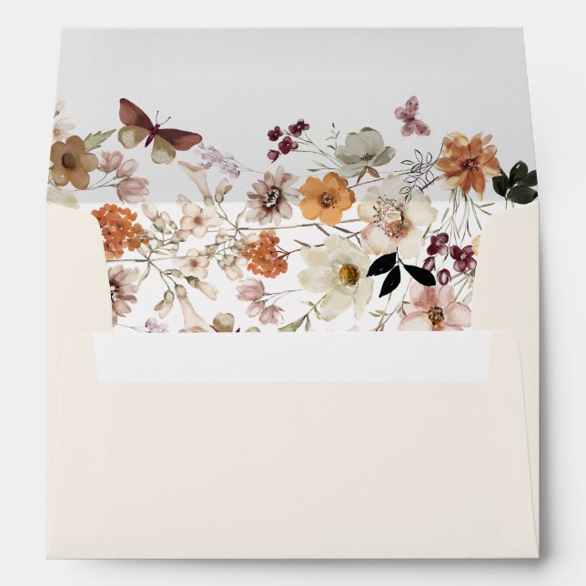 Elegant Boho Rustic Pastel Wildflower Wedding Envelope (Back (Bottom))