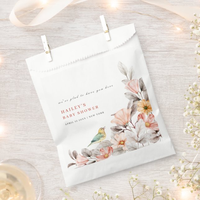 Elegant Boho Rustic Wildflower Baby Shower  Favor Bag (Clipped)