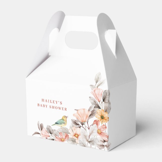 Elegant Boho Rustic Wildflower Baby Shower  Favor Boxes (Back Side)