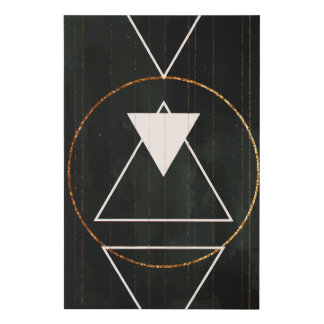 Elegant Boho Sacred Geometry Gold Circle Triangles Faux Canvas Print