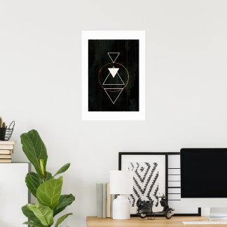 Elegant Boho Sacred Geometry Gold Circle Triangles Poster