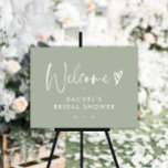 Elegant Boho Sage Green Bridal Shower Welcome Sign<br><div class="desc">Welcome your guests in style with our elegant boho sage green bridal shower welcome sign! This beautiful and unique sign is the perfect way to add a touch of bohemian flair to your special event.</div>