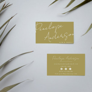Elegant Boho Sage Green Chic Minimalist Modern Business Card