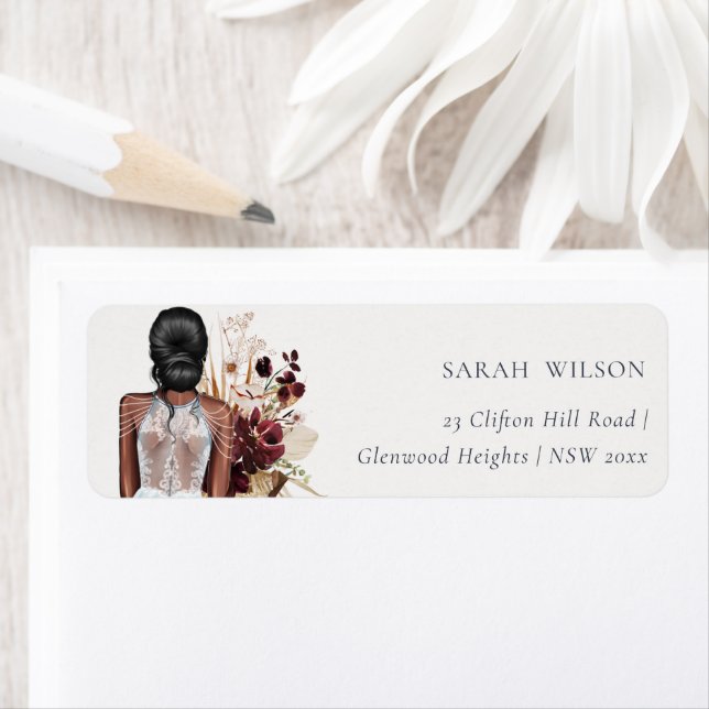 Elegant Boho Sky Blue Wedding Gown Address Label (Insitu)