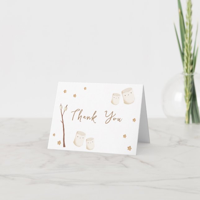 Elegant Boho S'more Fun Stars Baby Shower  Thank You Card (Front)