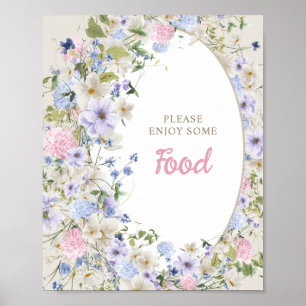 Elegant Boho spring Wildflowers Baby Shower Food Poster